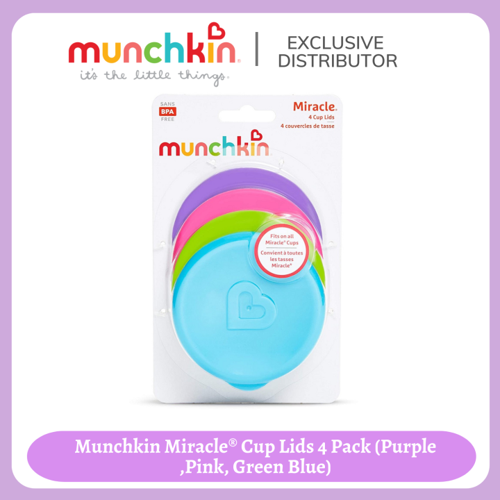 Munchkin Miracle® Cup Lids 4 Pack (Purple ,Pink, Green Blue) Lazada PH