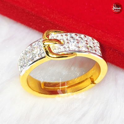 F17 แหวนเพชรหัวเข็มขัด แหวนปรับขนาดได้ แหวนเพชร แหวนทอง ทองโคลนนิ่ง ทองไมครอน ทองหุ้ม ทองเหลืองชุบทอง ทองชุบ แหวนผู้หญิง
