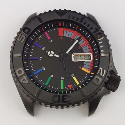 41Mm Skx007 Watch Case Custom Logo Dial Sapphire Glass Case 316L Stainless Steel Dual Calendar For NH36 3.8 Oclock Movement