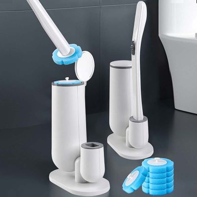 GURET Disposable Cleaning Toilet Brush Set Home Cleaning Tool With Replacement Brush Head Toilet Artifact Bathroom Accessories