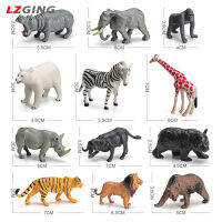 Lzginger โมเดลสัตว์ในสวนสัตว์จำลอง12ชิ้น,เรซินรูปปั้นนกสำหรับตกแต่งบ้านสิงโตช้างยีราฟสำหรับสะสมของขวัญ