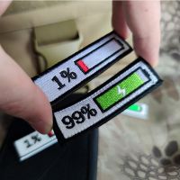 Mobile phone battery 1% 99% Logo PVC Patch Embroidery 3D Tactical Badge Airsoft Patches Applique For Jacket Jeans bag Fashion Accessories