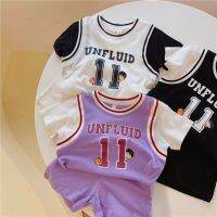 [Luck Baby] พร้อมส่ง เสื้อกีฬาบาสเก็ตบอล กางเกงขาสั้น ลําลอง สองชิ้น แฟชั่นฤดูร้อน สําหรับเด็กผู้ชาย และผู้หญิงTH