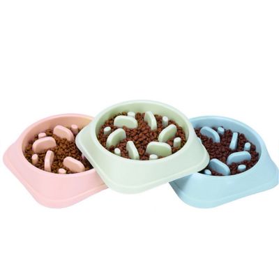 New Pet Dog Bowl Slow Feeder Plastic Anti Choking Puppy Cat Eating Dish Bowl Anti-Gulping Food Plate