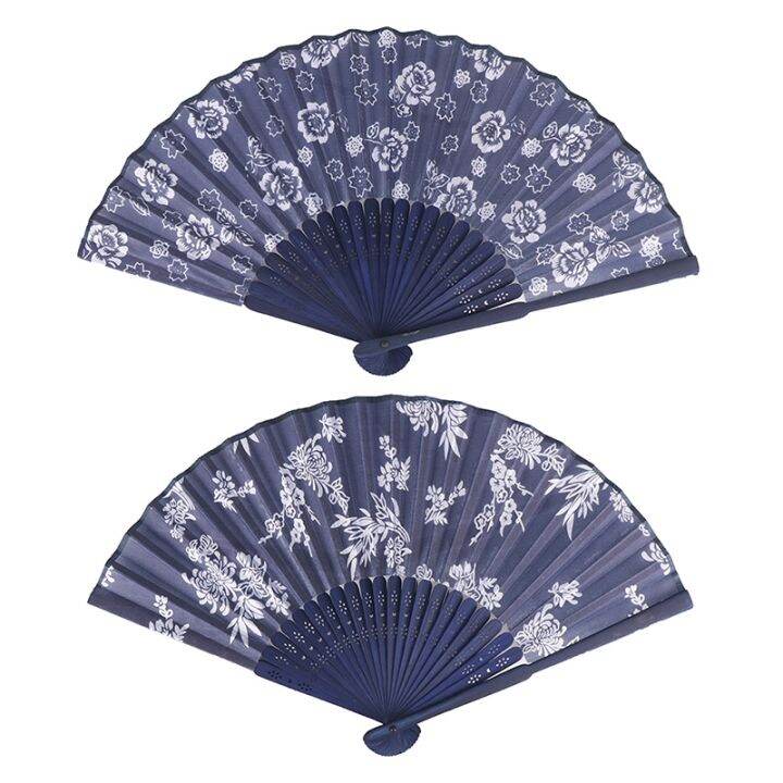 cw-blue-fabric-hand-fan-wedding-party-favor-gifts-1-piece-chinese-style-flower-design-folding-fan-pattern-art-craft-ornaments-decor