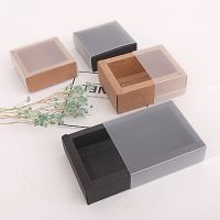 5pcs PVC Window Candy Drawer Display Delicate Cookie Gift Boxes Packing Box Kraft Paper Box Party Supplies