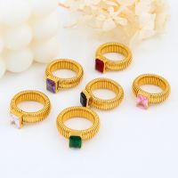 {BUSA Fashion Accessories} แหวนยางยืดสำหรับผู้หญิงผู้ชายหรูหราสแตนเลสวินเทจ Cubic Z Irconia เครื่องประดับขายส่งของขวัญคริสต์มาสอุปกรณ์เสริมมือ YS224