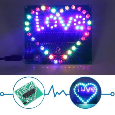DIY Electronic Kit LED Flashing Heart Love Lights Valentines Gift Soldering Project Practice Remote Control RC Circuit Assemble Replacement Parts