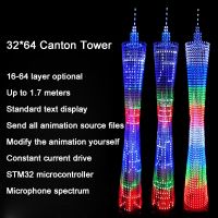 64-Story GuangZhou Tower DIY ชุด LED Thin Waist Light Cube ชิ้นส่วนการผลิตอิเล็กทรอนิกส์ STM32 ไมโครคอมพิวเตอร์ชิปเดี่ยว