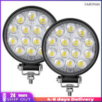 ไฟกลมบาร์14LED 2ชิ้น4.5นิ้ว42W 2500LM 6000K ไฟขับขี่สำหรับ SUV รถกะบะเอทีวีเรือ IP67กันน้ำ