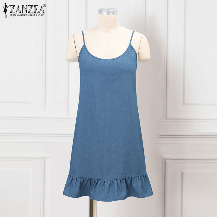 สินค้ามาใหม่-จัดส่งฟรี-fancystyle-zanzea-ชุดเดรสสไตล์เกาหลีของผู้หญิงแฟชั่นผ้าเดนิมแต่งระบายทรงหลวมสำหรับวันหยุดชุดเดรสบาง-9