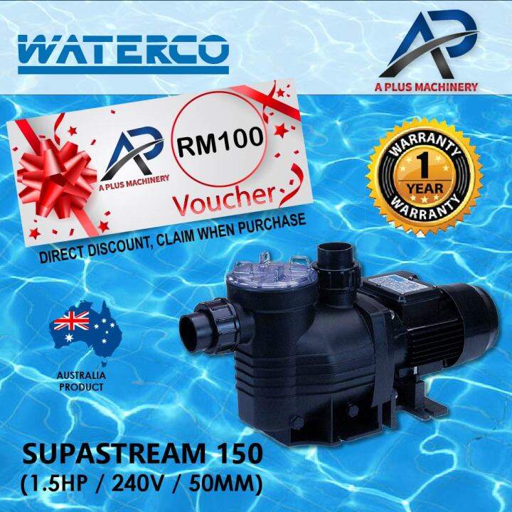 Waterco Supastream 150 (1.5Hp) swimming pool pump for swimming pool Single Phase Lazada