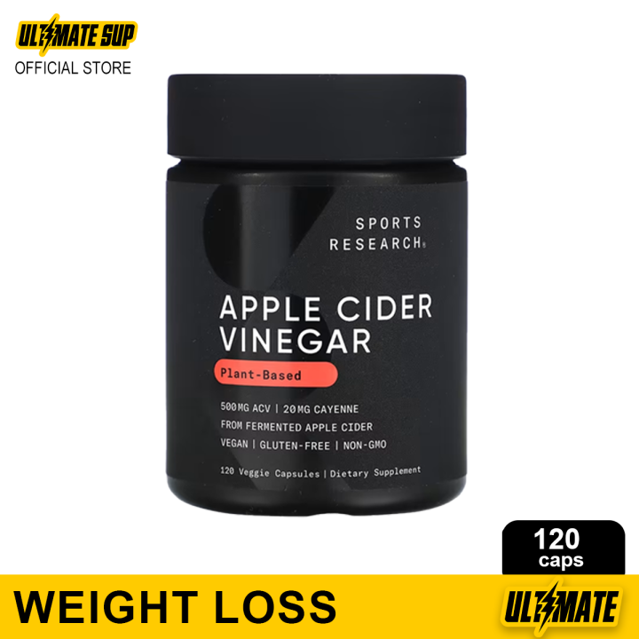 Sports Research Apple Cider Vinegar with Cayenne Pepper 520 mg Support Diet Cleanses