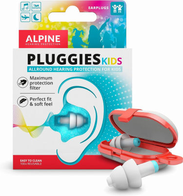 Alpine Hearing Protection Alpine Pluggies Kids Ear Plugs for Small Ear Canals - Noise Cancelling Earplugs for Kids Age 5-12 - Multi-Purpose Kids Ear Protection - 25dB - Reusable Hypoallergenic Filter Earplugs