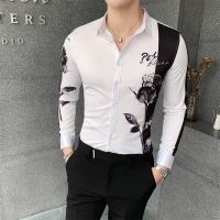 【Hot Sale】embellishembellish Camisa Masculina แฟชั่น PatchworkLong แขนเสื้อผู้ชายเสื้อผ้า2022ที่เรียบง่าย SlimCasual C Hemise Homme