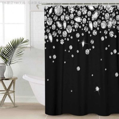 【CW】☄  Printing Jewelry Falling Shower Curtain Diamonds on The Curtains Eco-Friendly Fabric with Hooks