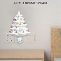 Christmas Night Light Xmas Tree 120V Hand Painted Ceramic Night Light Christmas Gift for Family and Friend-