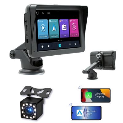 7Inch Car Radio with Dashcam, Dash Mount CarPlay &amp; Android Auto, Car Stereo Bluetooth, Mirror Link, FM, Reversing Camera