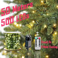 Meters Green Cable Garland LED Street String Lights Fairy Lamps Christmas Remote Outdoor For Garden Wedding Party