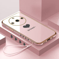 GGK เคสสำหรับ Realme 11 5G 11 Pro 5G 11 Pro + 5G Realme Narzo 60 5G ฟรีสายคล้อง + รูปหัวใจคนรักชุบเคสโทรศัพท์เคสโทรศัพท์นิ่มสุดหรู