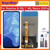 MagicMeta หน้าจอ LCD 6.5นิ้วของแท้สำหรับ Realme 6/6S/7 4G/Narzo 20 Pro หน้าจอสัมผัส LCD ชุดดิจิไทเซอร์สำหรับ Realme 6 6S 7 4G Narzo 20 Pro RMX2001 RMX2002 RMX2151 RMX2163 RMX2155 RMX2161จอแสดงผล LCD