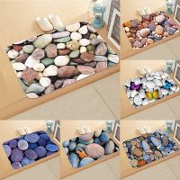 【YF】✆✿▩  Stone Pattern Soft Entrance Door Bedroom Anti-Slip Coral Rug  Doormat