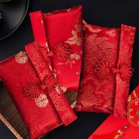 Chinese New Year Red Envelope Fill In Cash Chinese Red Envelope Personalized Fabric Red Hongbao Embroidery Wedding Tradition Envelope K0H1