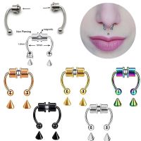 1PCS Stainless Steel Fake Nose Ring Clip Fake Septum Piercing Magnet Non Piercing Nose Ring Fake Septum Piercing False Jewelry