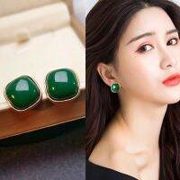 Vintage Palace Green Ear Studs Female Ear Clip Temperament 2020 New Fashion Silver Needle Premium Earrings 2AZ7 2AZ7