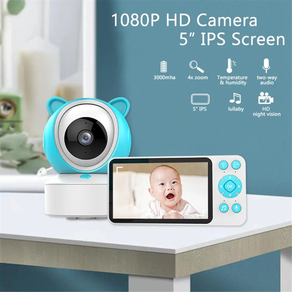 5 Inch Wireles Baby Monitor Babyphone Security Video Camera Temperature  Humidity