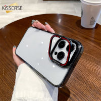 KISSCASE เคสโทรศัพท์ขาตั้งอุปกรณ์เสริมสำหรับหมวกกันน็อคพับได้แบบมองไม่เห็นสำหรับ Iphone 15 14 13 Pro Max 15 14 Plus ชัดเจนแบบ HD กรอบชุบแข็งป้องกันทุกส่วนของเครื่องป้องกันการกระแทกสำหรับ Iphone 15 14 13