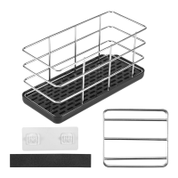 Kitchen Sink Caddy Organizer Stainless Steel Sponge Soap Brush Holder with Drain Pan Kitchen Drying Rack Organizer