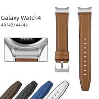 Leather Built-in Silicone Bands for Samsung Galaxy Watch 4 Band Classic 46mm 42mm/Galaxy Watch4 44mm 40mm No Gaps Bracelet Strap