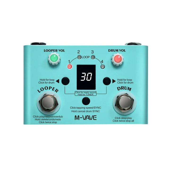 MVaveLost Time V2 Drum Machines Looper Pedal Battery Builtin 30