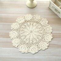 2022 ใหม่รอบมือโครเชต์ Doily Vintage ผ้าฝ้ายถักตาราง Mat งานแต่งงานผ้าเช็ดปากผ้าลูกไม้ Placemats ตกแต่ง-Faewer