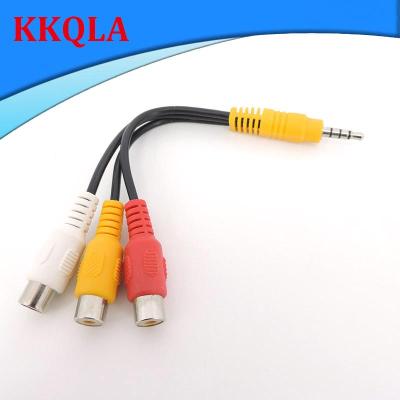 QKKQLA Audio 3.5mm Aux Male jack Stereo 3 pole to 3 RCA Female 3rca Video AV Adapter Cable for High-Performance Video Audio Playback