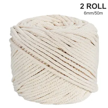 3mm 4mm 5mm 6mm Macrame Twisted String Cotton Cord For Handmade Natural  Beige Cords DIY Home