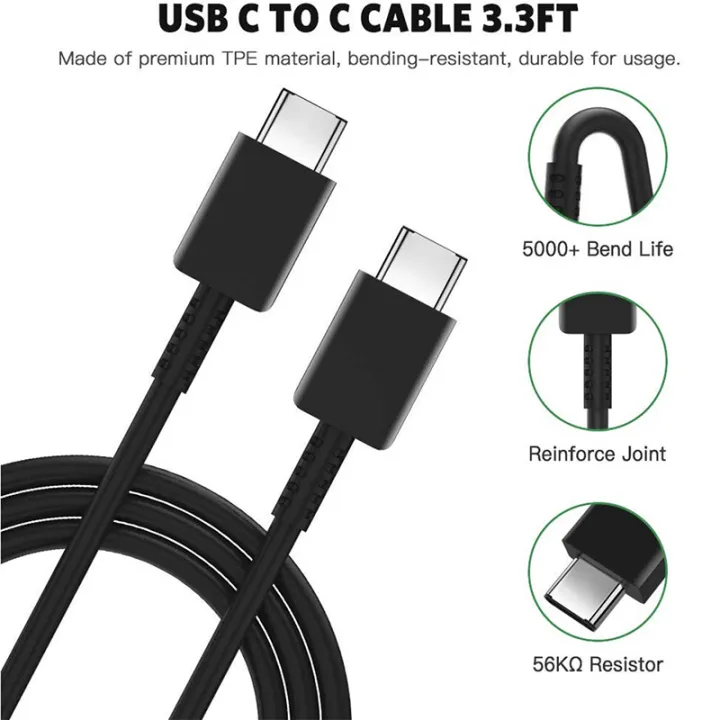 Original For Samsung S21 S20 5G 25W Cable Surper Fast Charge Type-C To Type-C PD PPS USB 3.1 Fast Charging Dual Type-C Cord For Galaxy Note 20 Ultra 10