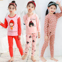 100 Cotton For Girls Boys 2 pieces Set Pyjamas Kids Autumn T-shirt Pant Cartoon Pajamas Sets Sleepwears For 2 4 6 8 10 Years