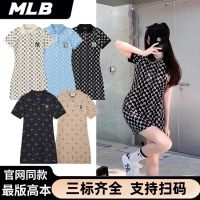 Elli MLB นี่ Dress Model Baru NY Yankees พิมพ์ลายเต็มแขนสั้นกีฬาลำลองกระโปรงสามมิติกระโปรงสะโพกกระเป๋าหรูหราเบา