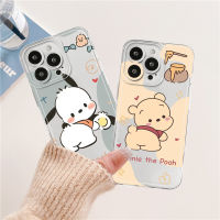 การ์ตูนน่ารักสร้างสรรค์เคสโทรศัพท์นิ่มแบบใสหมีสำหรับ IPhone 14 13 12 11 Pro ProMax 6 7 8 Plus X XS XR Xsmax 7 8 14 + Se 2020 DCT360