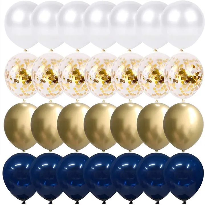 50 pcs mix color balloon Navy Blue and Gold Confetti Balloons 12 inch Pearl  White and Gold Metallic Chrome Party Latex Balloon for Birthday,Wedding and  Celebration Graduation Decoration | Lazada PH