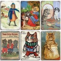 ป้ายโลหะช่างฝีมือตลกของแมวโดย Louis Wain-เหมาะสำหรับคนรักแมว-แผ่นดีบุกตกแต่งสำหรับตกแต่งผนังในโรงรถบาร์ผับคลับโรงแรมคาเฟ่ห้องครัวหรือที่บ้าน