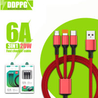 สายชาร์จหลายหัว สายชาร์จ 6A 120W สายชาร์จถัก Fast Charging Cable ชาร์จด่วน 3 IN 1 สายชาร์จแฟลช Micro/Type C สายชาร์จข้อมูล