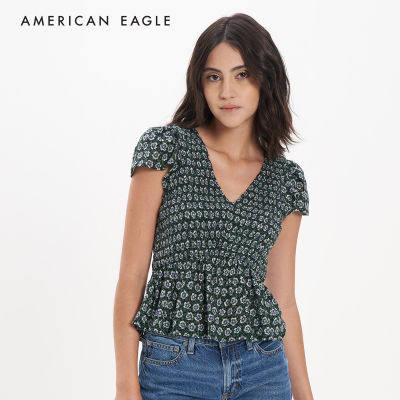 American Eagle V-Neck Smocked Babydoll Blouse เสื้อเบลาซ์ ผู้หญิง เบบี้ดอล คอวี  (EWSB 035-4883-300)