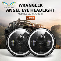 ไฟหน้า LED ทรงกลม7นิ้ว,ไฟหน้าไฟวงแหวนสำหรับ Jeep Wrangler 1ชิ้น