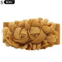 Kiel Double Rose Flowers Elastic Stretch Waist Belt Wide Stretch Waistband