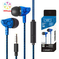 In-ear Wire-controlled Headset With Microphone 3.5mm Stereo Plug Fashion Braided Wire Crack Earphones