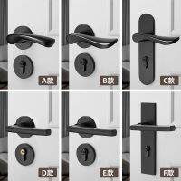 [COD] Room door lock indoor bedroom universal suction mute split handle black wooden room