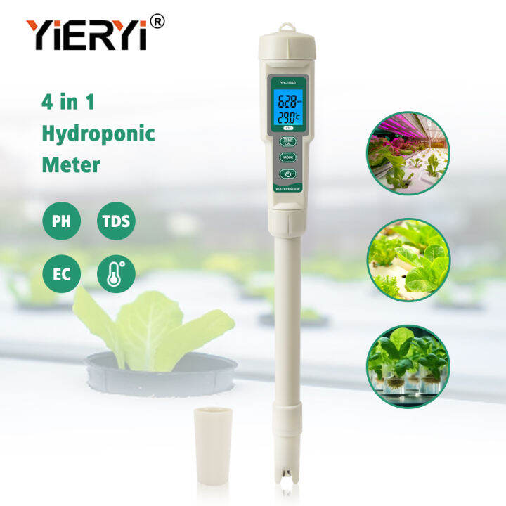 yieryi ph Meter Hydroponic Tester 4 in 1 PH/TDS/EC/Temperature Meter